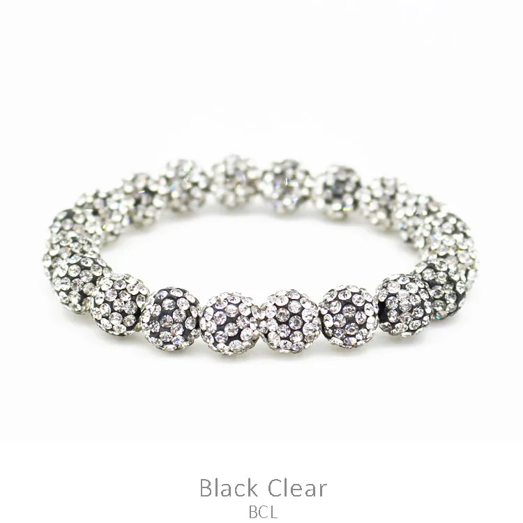 * Clear Rhinestone Paved Beaded Stretch Bracelet