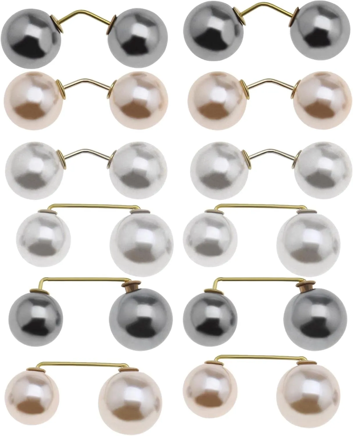 12PCS Faux Pearl Brooch Pin Anti-Exposure Neckline Safety Pin Clip for Shawl Cardigan Sweater Scarve Hat Dress Women Girls Ladies Clothing Decoration 3 Colours