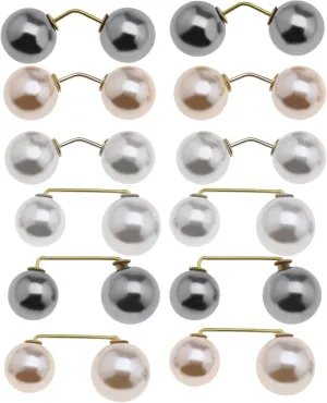 12PCS Faux Pearl Brooch Pin Anti-Exposure Neckline Safety Pin Clip for Shawl Cardigan Sweater Scarve Hat Dress Women Girls Ladies Clothing Decoration 3 Colours