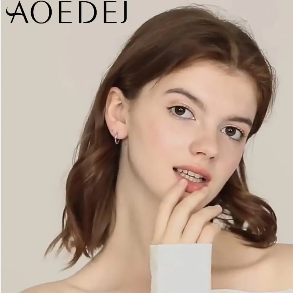 AoedeJ 925 Sterling Silver Hoop Earrings, High Polished Round Tiny Click-Top Hoop Earrings, Small Clasp Hoop Piercing Earrings