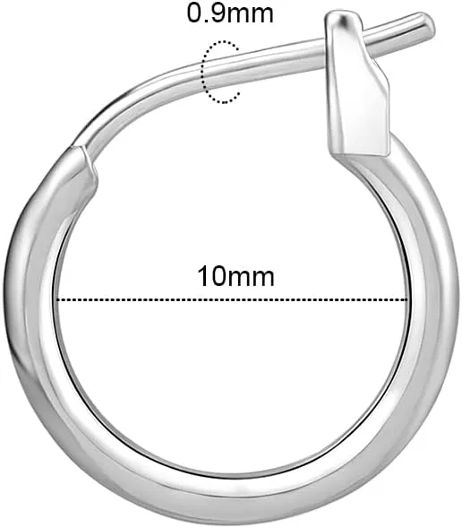 AoedeJ 925 Sterling Silver Hoop Earrings, High Polished Round Tiny Click-Top Hoop Earrings, Small Clasp Hoop Piercing Earrings