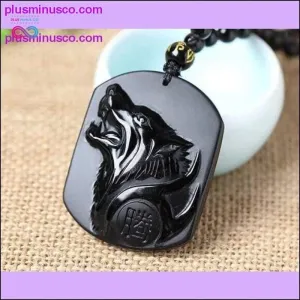 Black Obsidian Carving Wolf Head Amulet pendant free