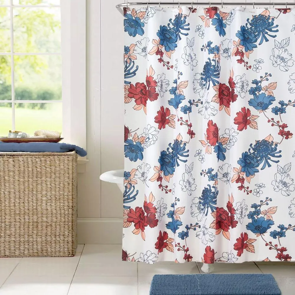 Cottage Floral Fabric Shower Curtain