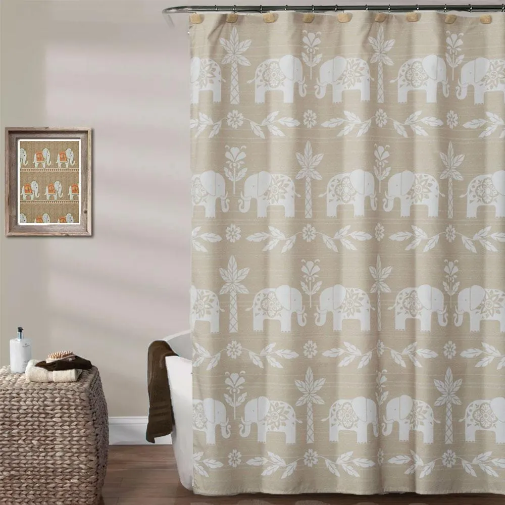 Elephant Walk Fabric Shower Curtain