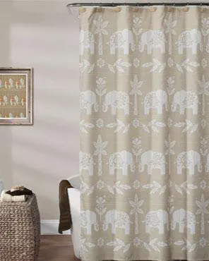 Elephant Walk Fabric Shower Curtain
