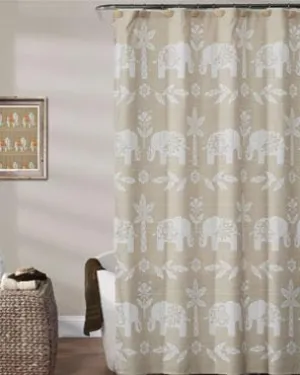 Elephant Walk Fabric Shower Curtain