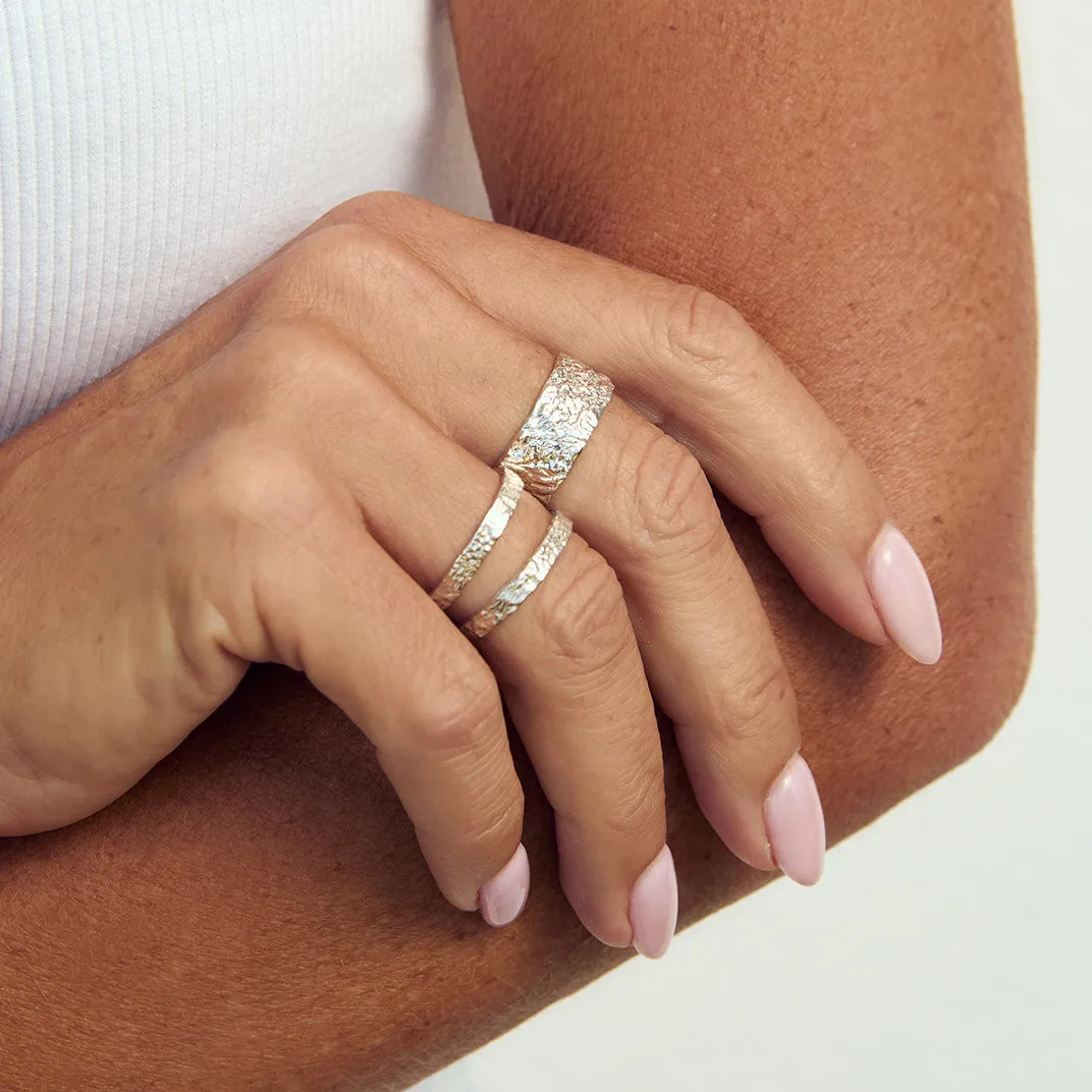 Eros Silver Textured Ring - Medium