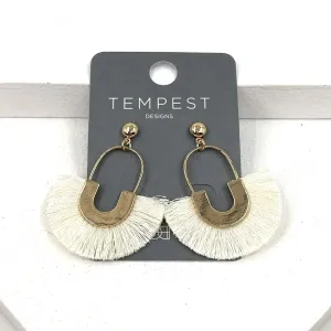 Fanned silky fibre oval earrings