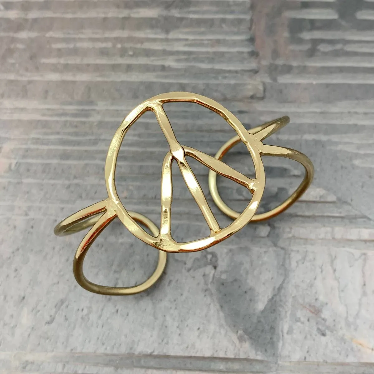 Gold Plated Adjustable Peace Cuff Bracelet