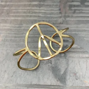 Gold Plated Adjustable Peace Cuff Bracelet
