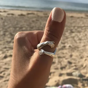 Gothic Hug Muscle Hands Rings Adjustable Open Cuff Ring Couple Rings