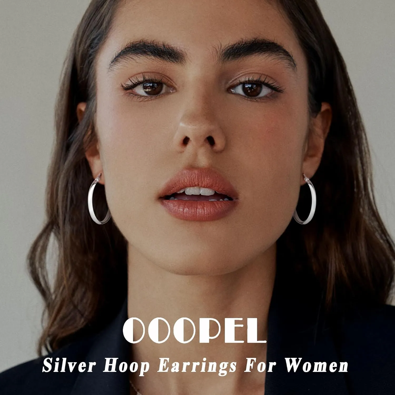 OOOPEL 3mm Wide Large Gold/Silver Hoop Earrings Sterling Silver Hoop Earrings For Women Big Gold Hoops Hypoallergenic 925 Sterling Sliver Earrings Hoops 30/40/50/60mm