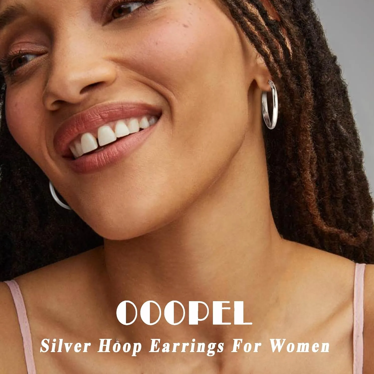 OOOPEL 3mm Wide Large Gold/Silver Hoop Earrings Sterling Silver Hoop Earrings For Women Big Gold Hoops Hypoallergenic 925 Sterling Sliver Earrings Hoops 30/40/50/60mm