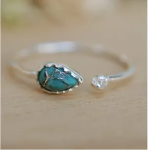 Pietra Adjustable Ring- Silver/Copper Turquoise