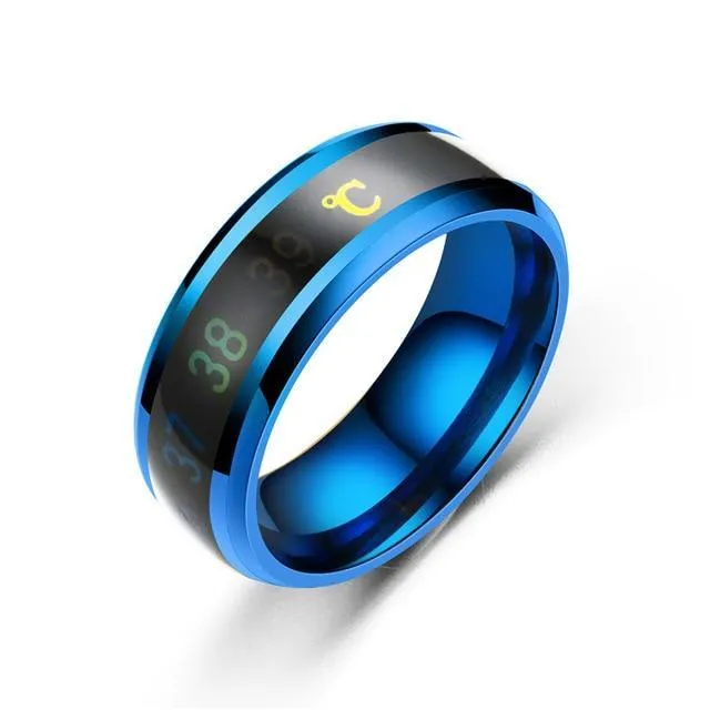Ring For Men Stainless Steel Intelligent Temperature Sensing Couple Rings For Women Lovers Wedding Band Ring Jewelry