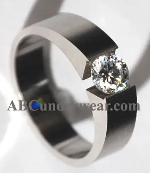 Solitaire Stainless Steel Tension Ring