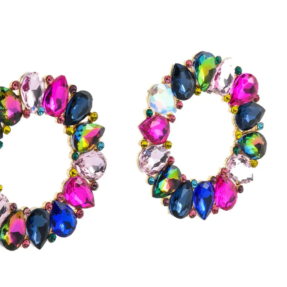 Statement Colorful Water Drop Hoop Earrings