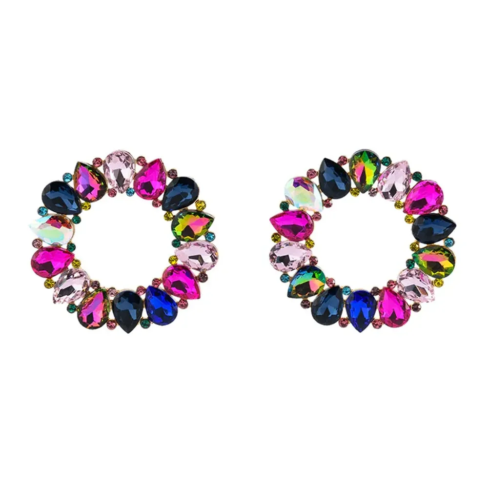Statement Colorful Water Drop Hoop Earrings