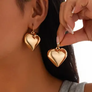 Sweet Chubby Smooth Love Heart Drop Earrings