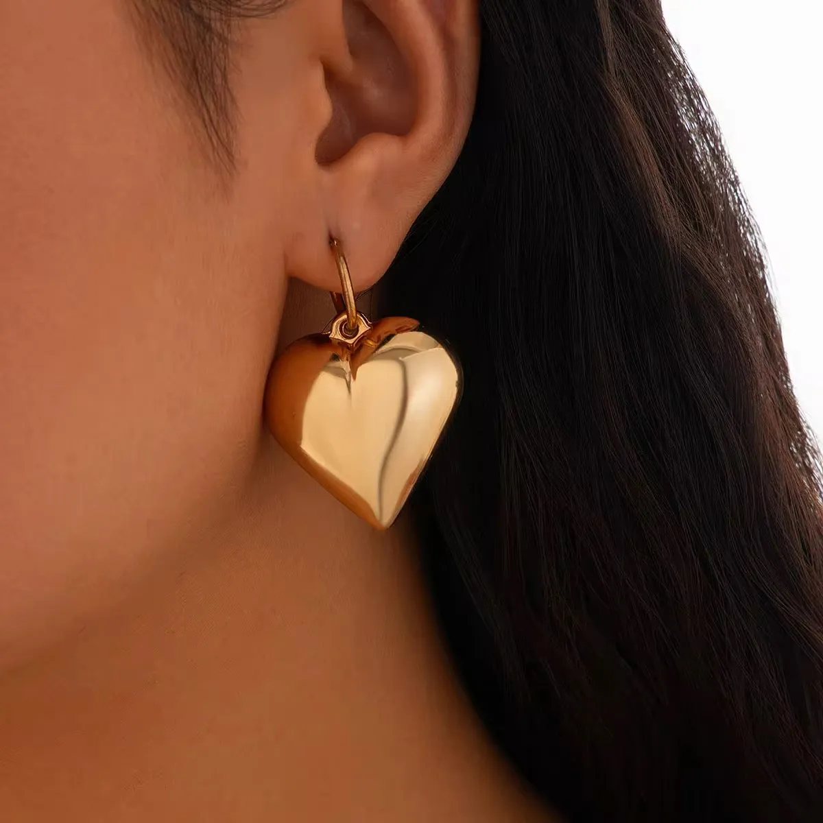 Sweet Chubby Smooth Love Heart Drop Earrings