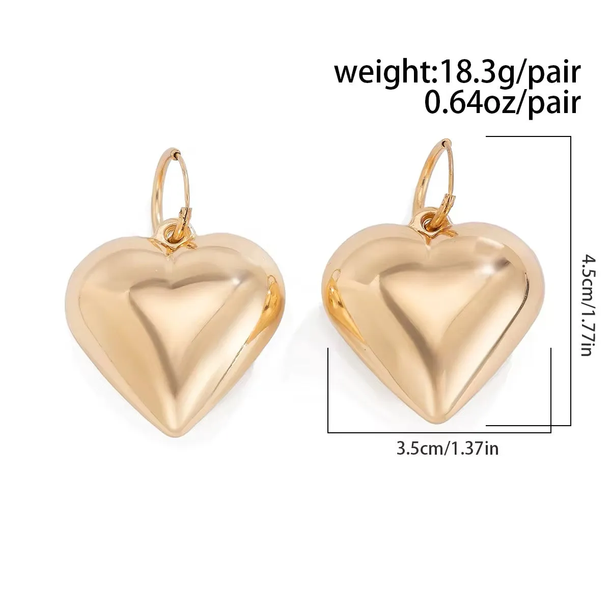 Sweet Chubby Smooth Love Heart Drop Earrings