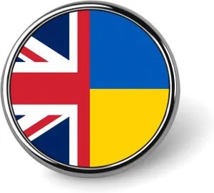 Ukraine UK Friendship Metal Badge 1" Button Brooch Round Decorative Lapel Pins for Shirt Hat Backpack