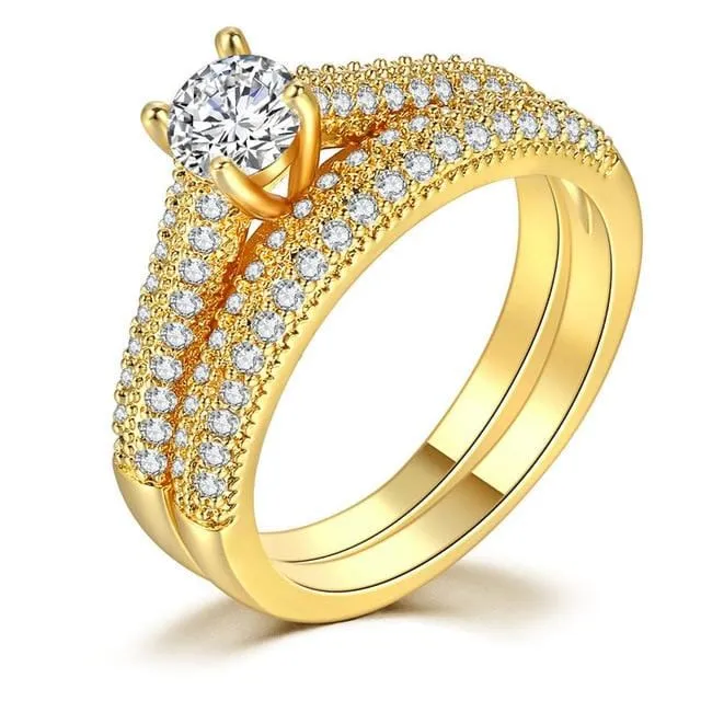 Wedding ring set on finger